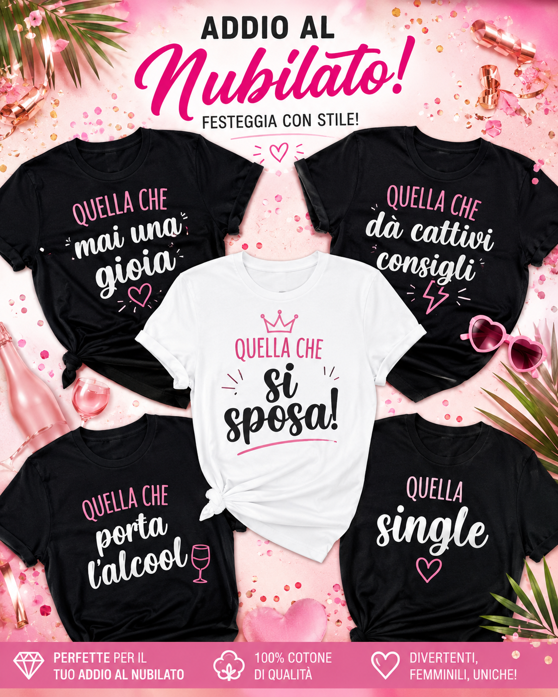 Magliette Addio al Nubilato "Quella che" Coordinate x5